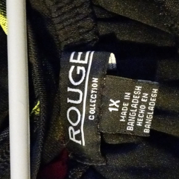 "ROUGE COLLECTION" black/pink/blue/neon long sheer shoulder dress - Picture 3 of 3